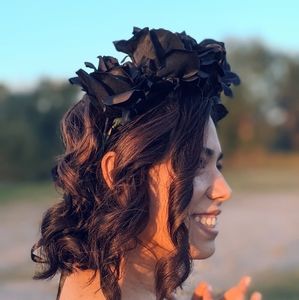 Black rose flower crown for adult and teen